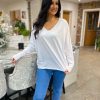 Clothing Anita Moda Long Sleeve | White V Neck Top Averi