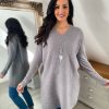 Clothing D & F Fashion Premium Knitwear | Grey Premium Long Line Ribbed Jumper Dress Sadie