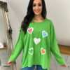 Clothing Tip Top Fashion Long Sleeve | Green Textured Heart Detail Top Ayda