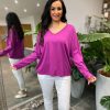 Clothing Anita Moda Long Sleeve | Grape V Neck Top Averi