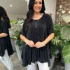 Clothing G9 Shirts & Blouses | Black Shimmer Pleated Blouse Bailey