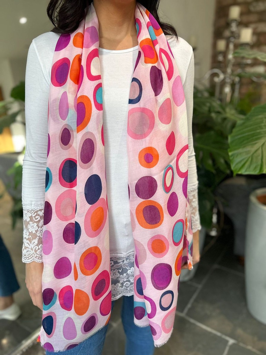 Bags & Accessories Twenty One Fashion | Pink Retro Dot Pattern Scarf