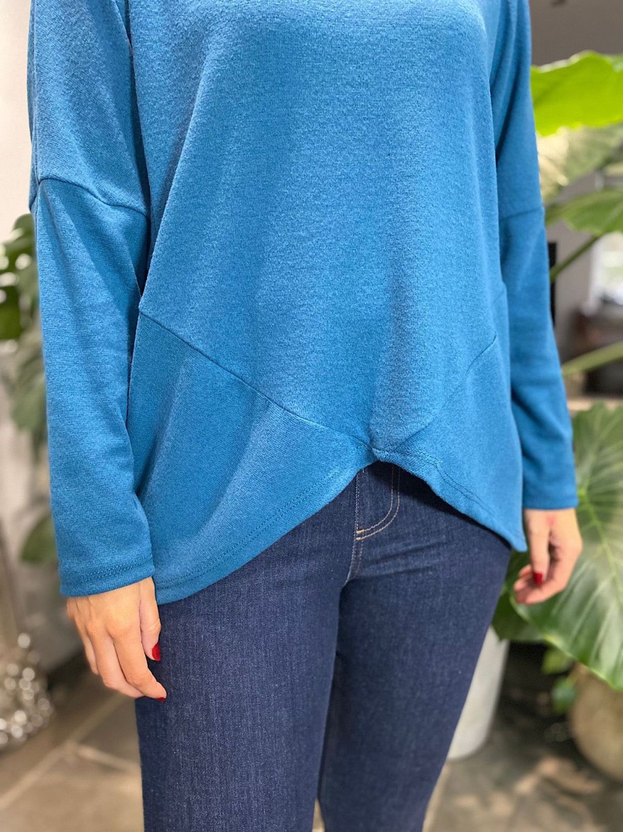 Clothing My Style Long Sleeve | Teal Asymmetric Soft Touch Knit Zara