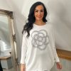 Clothing Moewy Long Sleeve | Winter White Embellished Flower Knit Sophie