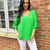 Clothing M&G Long Sleeve | Green Bubble Cotton Top Emily