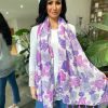 Bags & Accessories Twenty One Fashion | Purple Plumeria Flower Raw Edge Scarf