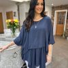 Clothing My Fashion | Navy Layered Batwing Style Tunic Phoebe