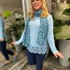 Clothing My Style Long Sleeve | Blue Lace Hem Lightweight Top Fiona