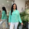 Clothing Kiki Mda Shirts & Blouses | Mint Pleated Sleeve Blouse Diana