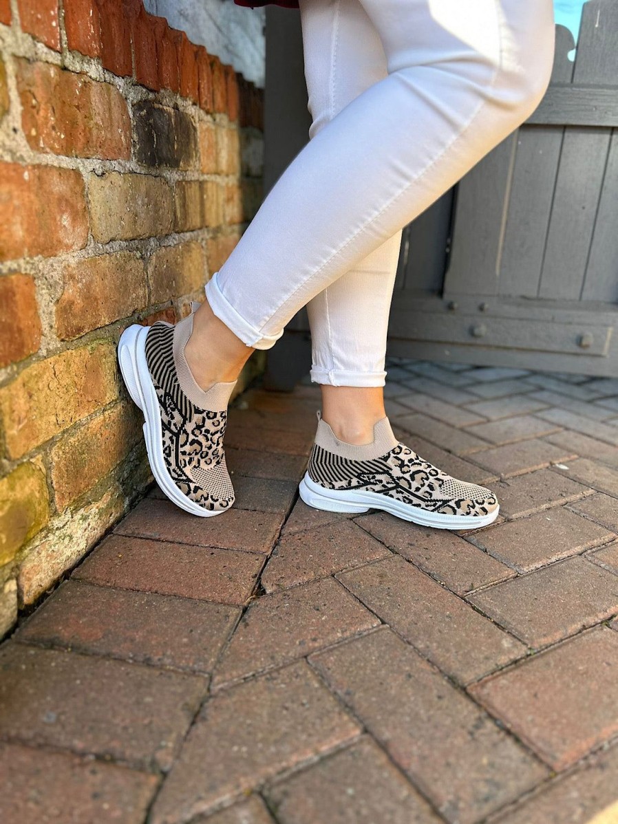 Footwear LJR Footwear | Natural Leopard Slip On Trainers