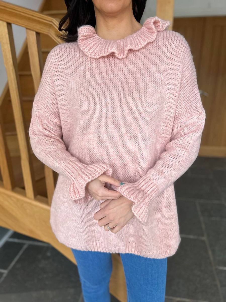 Clothing Paris Collection Chunky Knitwear | Pink Flute Neck Jumper Fiona