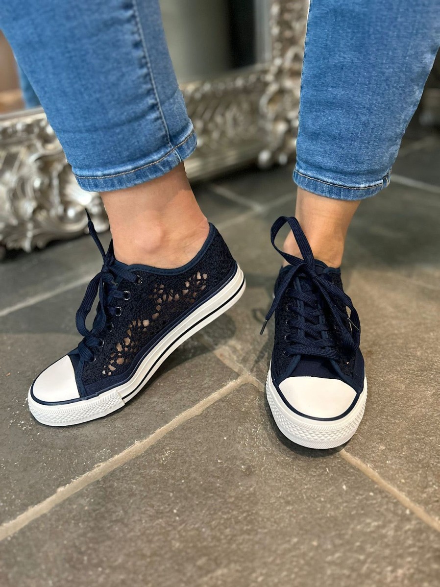 Footwear Bello star | Navy Crochet Trainers Amanda