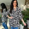 Clothing Miss One Shirts & Blouses | Stone Floral Pattern Blouse Gemma