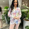 Clothing Natasha Shirts & Blouses | White Flower Pattern Blouse April