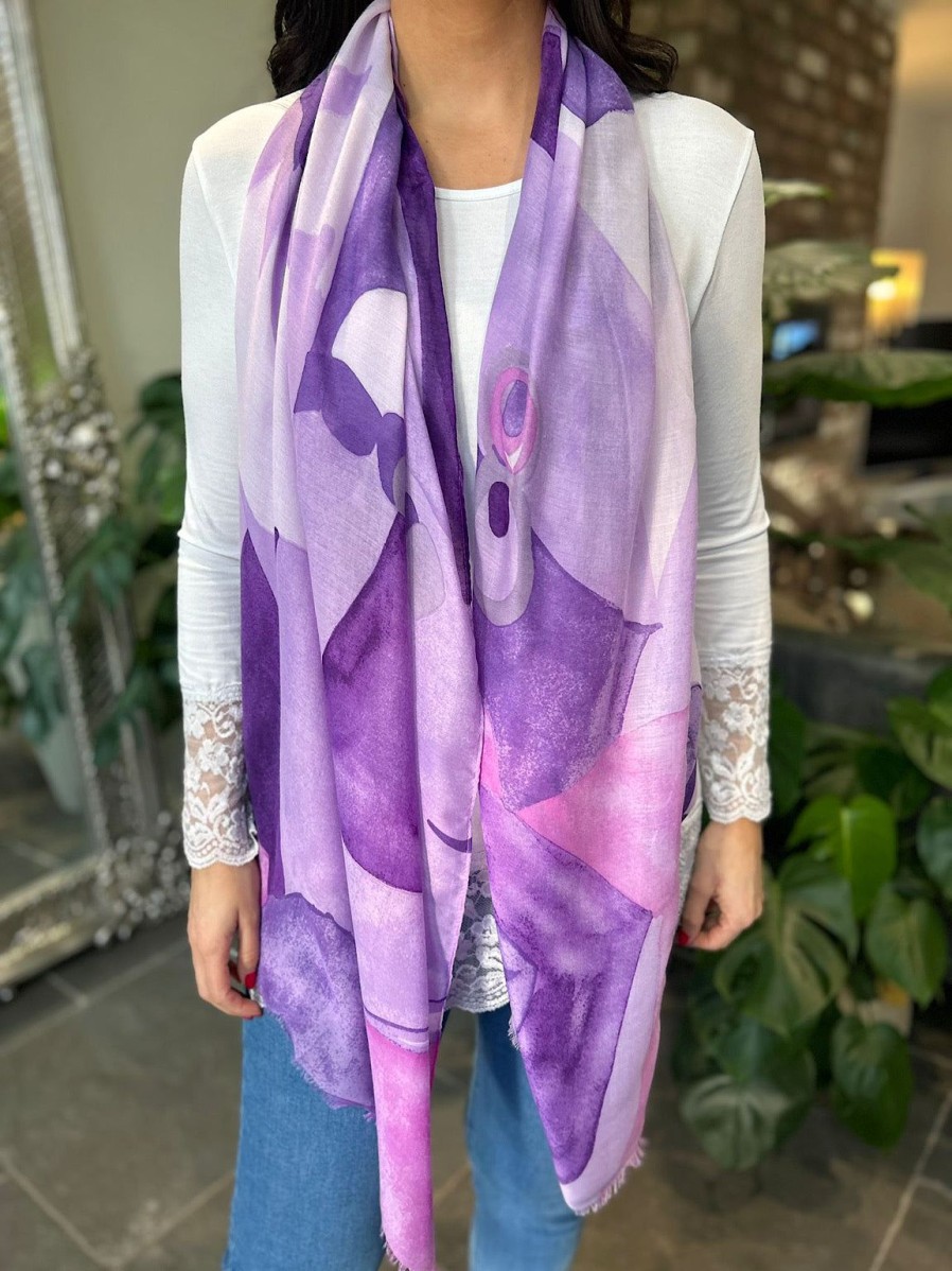 Bags & Accessories Twenty One Fashion | Purple Abstract Flower Print Scarf