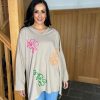 Clothing Tip Top Fashion Long Sleeve | Mocha Bright Swirl Flower Sweat Top Juliet