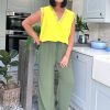 Clothing Gold Fashion Trousers | Khaki Wide Leg Pocket Trousers Claudia