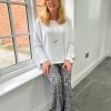 Clothing Paprika Trousers | Grey Square Pattern Wide Leg Trousers