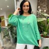 Clothing J-City Long Sleeve | Green Crochet Sleeve Lightweight Top Cleo