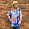 Clothing Miss One Shirts & Blouses | Royal Blue Marble Mesh Top Gina