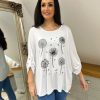 Clothing Miss One Long Sleeve | White Diamante Dandelion Pattern Top Tanya