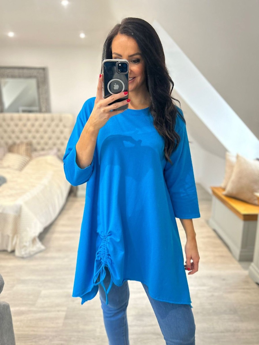 Clothing Giulio Moda | Blue Hankey Hem Drawstring Tunic Demi