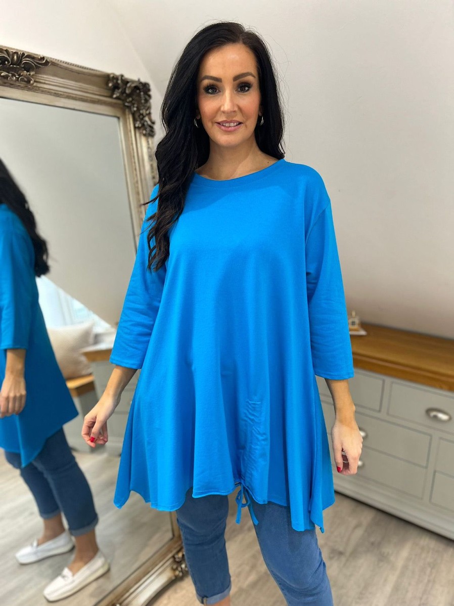 Clothing Giulio Moda | Blue Hankey Hem Drawstring Tunic Demi