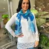 Bags & Accessories Twenty One Fashion | Blue Large Sketch Flower Scarf