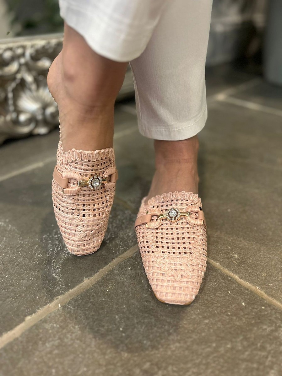 Footwear Gallevani | Pink Diamante Detail Slip Ons