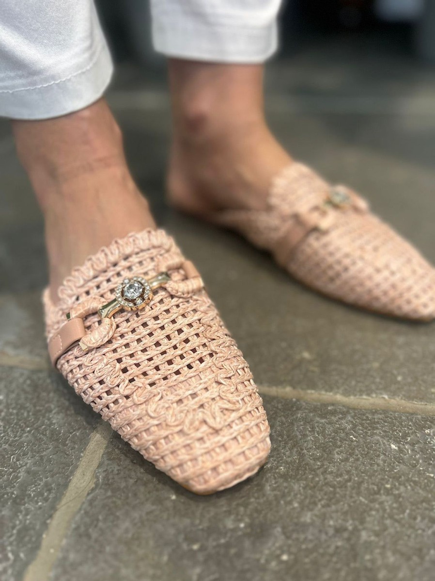 Footwear Gallevani | Pink Diamante Detail Slip Ons