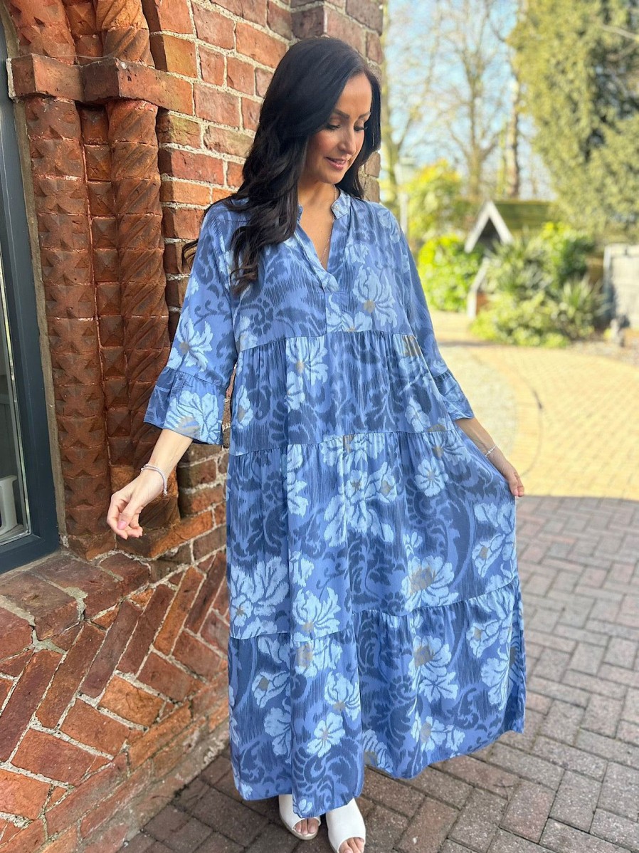 Clothing Lamia | Denim Patterned Maxi Dress Betsy