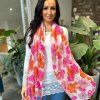 Bags & Accessories Twenty One Fashion | Pink Plumeria Flower Raw Edge Scarf