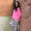 Clothing Tip Top Moda Joggers | White Multi Flower Joggers