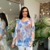 Clothing Miss One Shirts & Blouses | Blue Marble Mesh Top Gina