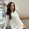 Clothing Smart Long Sleeve | Winter White Button Knit Top Amy