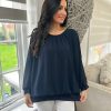 Clothing Miss One Long Sleeve | Navy Layered Chiffon Blouse Maya