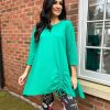 Clothing Giulio Moda | Green Hankey Hem Drawstring Tunic Demi