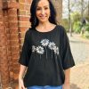 Clothing Role Fashion Long Sleeve | Black Metallic Flower Top Daphne