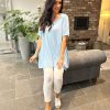 Clothing G9 Shirts & Blouses | Blue Shimmer Pleated Blouse Bailey