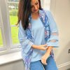 Clothing My Style Long Sleeve | Blue Mesh Sleeve Top Claudia