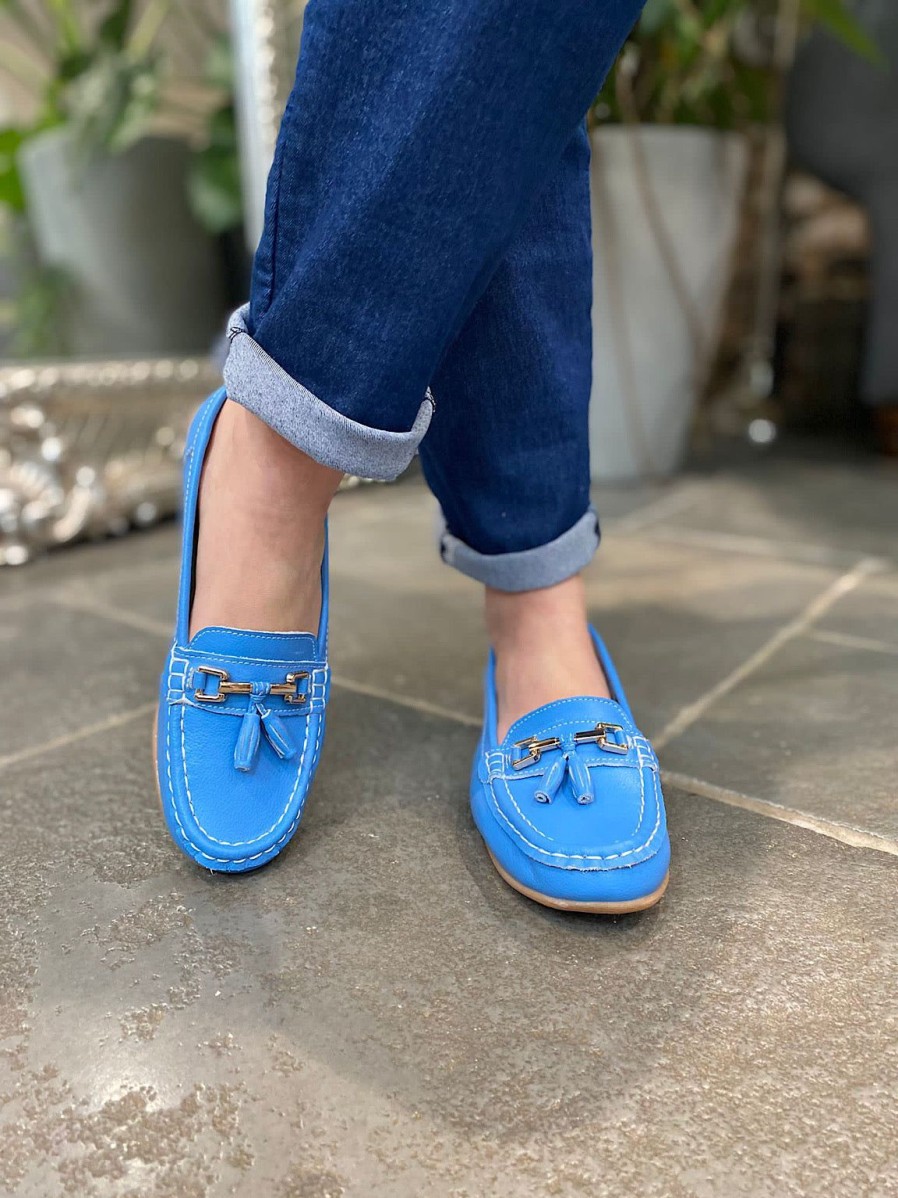 Footwear LJR Footwear | Blue Leather Tassel Loafer