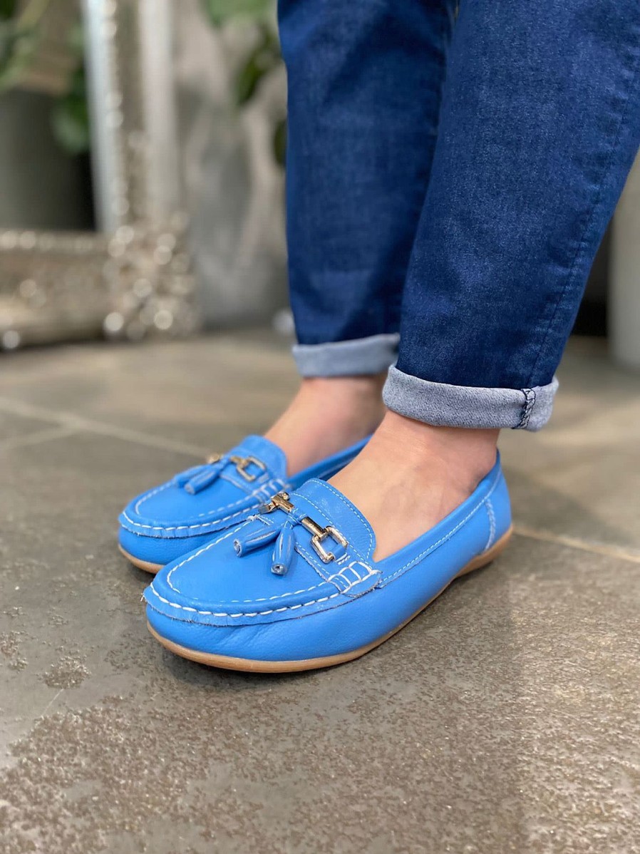 Footwear LJR Footwear | Blue Leather Tassel Loafer