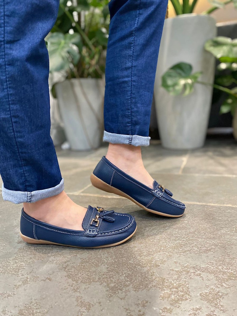 Footwear LJR Footwear | Navy Leather Tassel Loafer