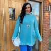 Clothing Paris Collection Chunky Knitwear | Aqua Reverse Seam Premium Knit Nivana