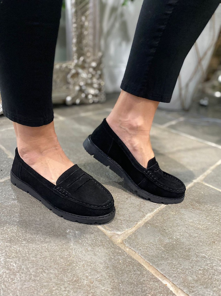 Footwear LJR Footwear | Black Suede Loafers