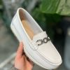 Footwear LJR Footwear | White Leather Buckle Loafer