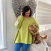 Clothing Paris Collection Chunky Knitwear | Lime Premium Popcorn Heart Knit Jumper Julie