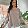 Clothing J-City Long Sleeve | Mocha Multi Hole Back Detail Top Evelyn