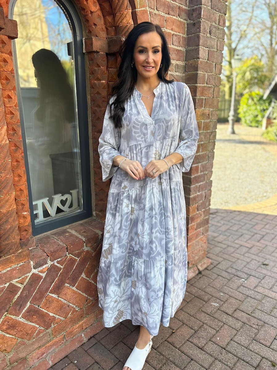 Clothing Lamia | Grey Patterned Maxi Dress Betsy