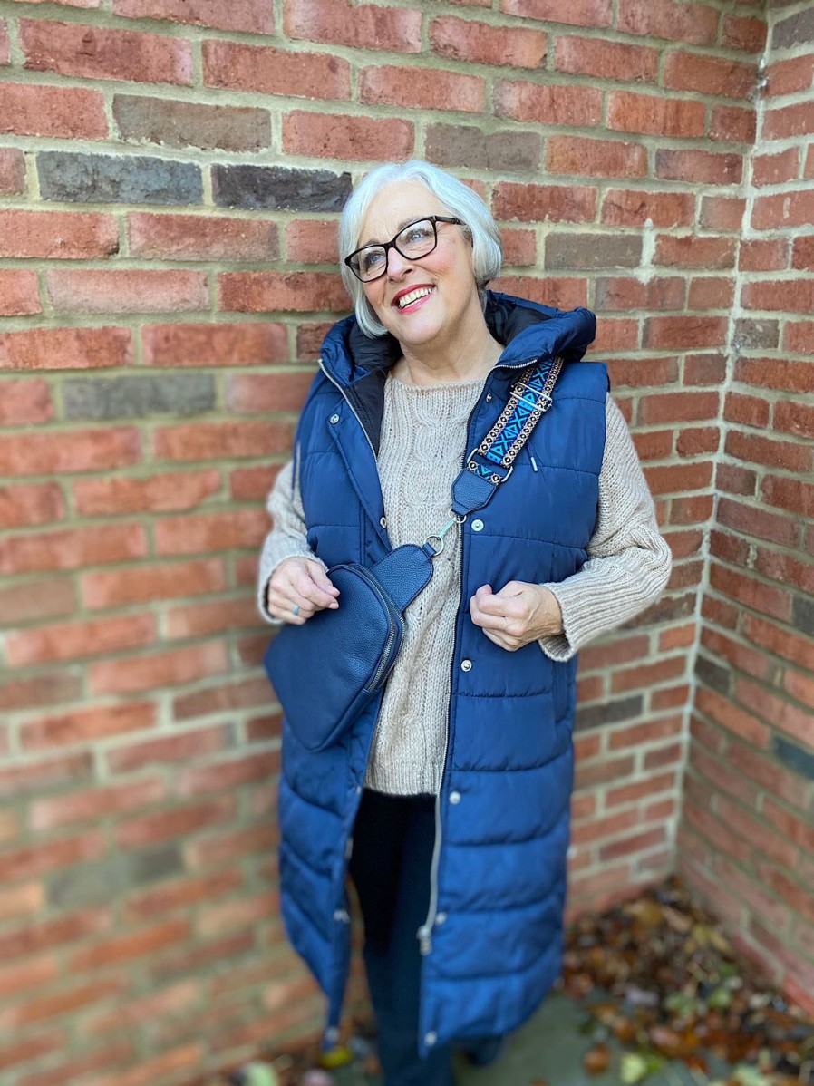 Clothing Posh Mark Gilets | Navy Quilted Zip Detail Gilet Robyn